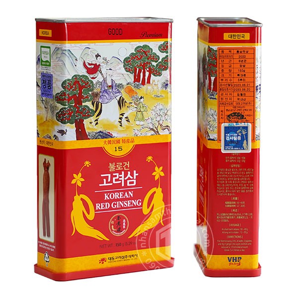 Hồng sâm củ khô 6 năm tuổi 150g hộp thiếc chính hãng Daedong Hàn Quốc