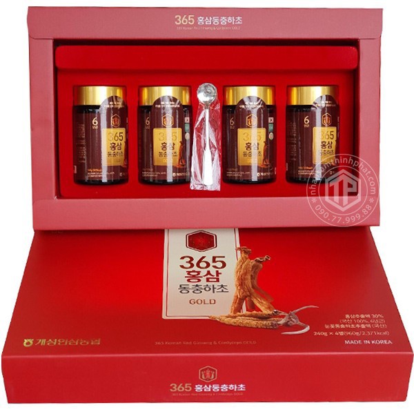 Cao hồng sâm đông trùng hạ thảo Hàn Quốc hộp 4 lọ x 240g