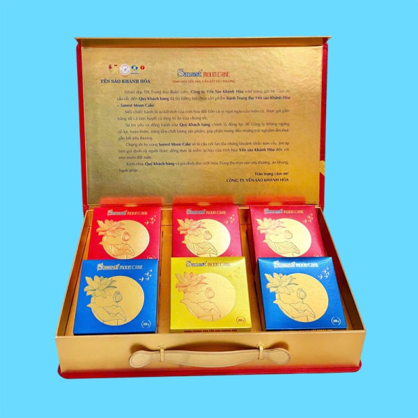Bánh trung thu Yến Sào hộp 6 bánh x 200gr (3 thập cẩm, 3 nhân mềm)