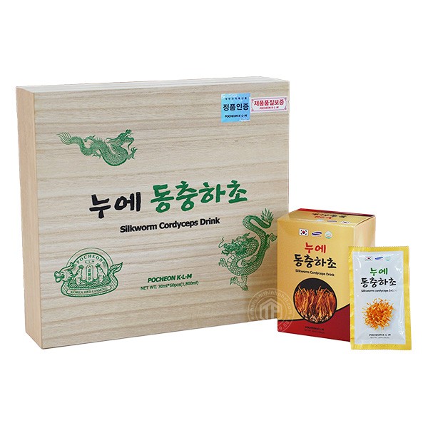 Nước đông trùng hạ thảo Hàn Quốc Pocheon hộp gỗ 60 gói x 30ml