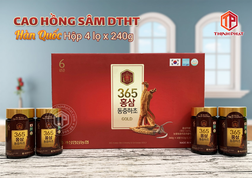 Cao hồng sâm đông trùng hạ thảo Hàn Quốc hộp 4 lọ x 240g