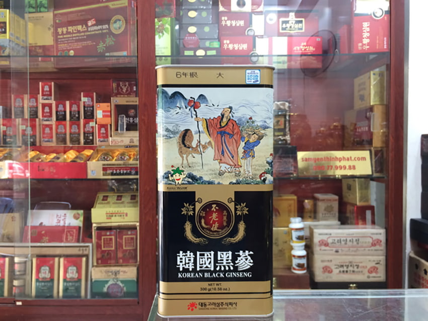Hắc sâm củ khô 300g hộp thiếc chính hãng Deadong Hàn Quốc