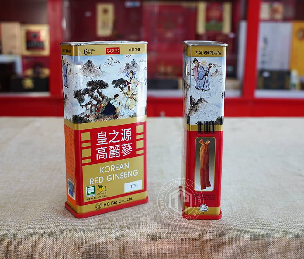 Hồng sâm củ khô hộp thiếc HG Bio 300g 10 củ Chính hãng Hàn Quốc