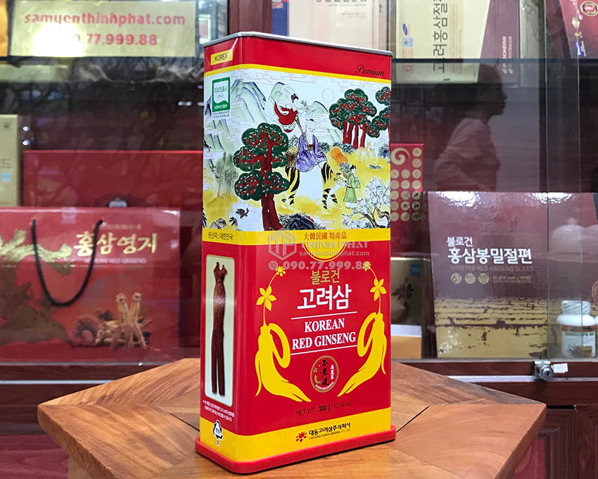 Hồng sâm khô hộp thiếc 300g 11 - 20 củ chính hãng Daedong Hàn Quốc