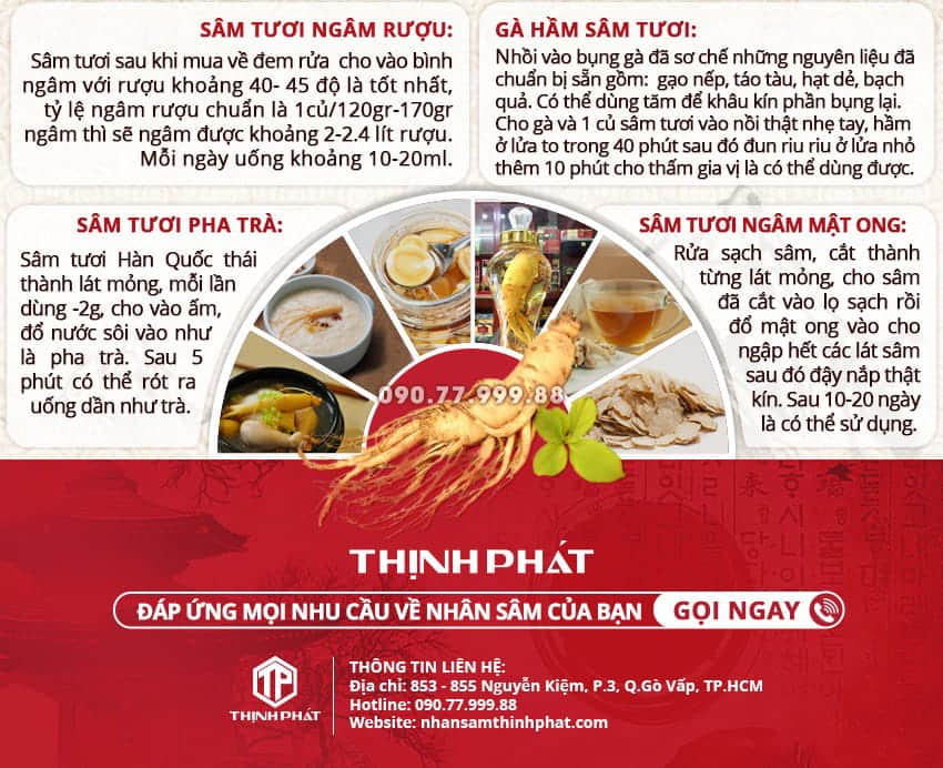 Giới thiệu công dụng, cách sử dụng sâm tươi Hàn Quốc
