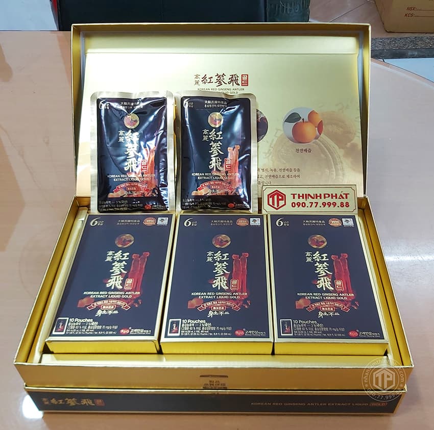 Nước Hồng Sâm nhung hươu linh chi táo đỏ KGS hộp 30 gói x 50ml