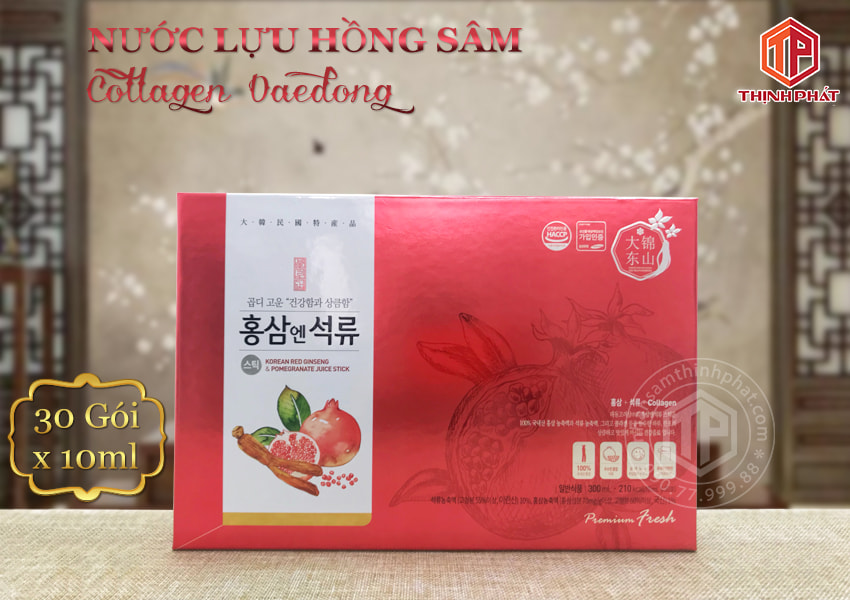 Nước lựu hồng sâm collagen chính hãng Daedong Hàn Quốc hộp 30 gói x 10ml