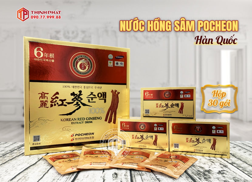 Nước hồng sâm Hàn Quốc cao cấp Pocheon 100% hộp 30 gói