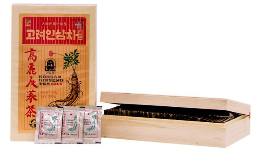 Trà hồng sâm Hàn Quốc chính hãng hộp gỗ 100 gói