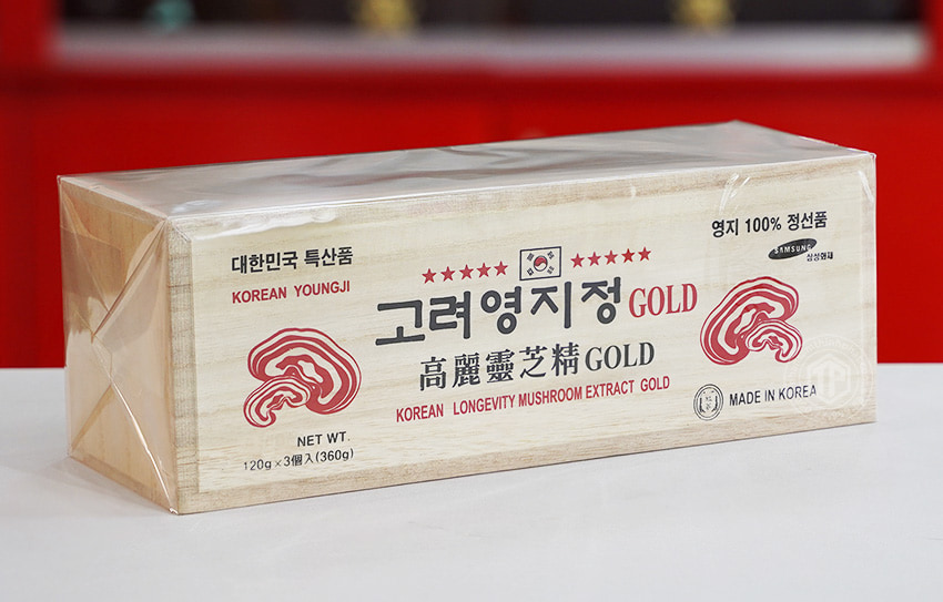 Cao linh chi sao đỏ Hàn Quốc Gold hộp gỗ 3 lọ x 120g