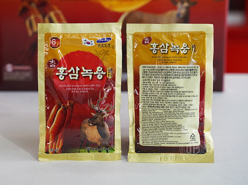 Nước tinh chất hồng sâm nhung hươu Hàn Quốc hộp 30 gói Nước tinh chất hồng sâm nhung hươu Hàn Quốc hộp 30 gói