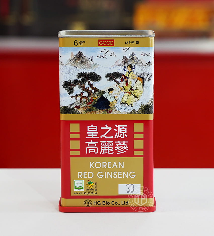 Hồng sâm củ khô hộp thiếc HG Bio 150g chính hãng Hàn Quốc