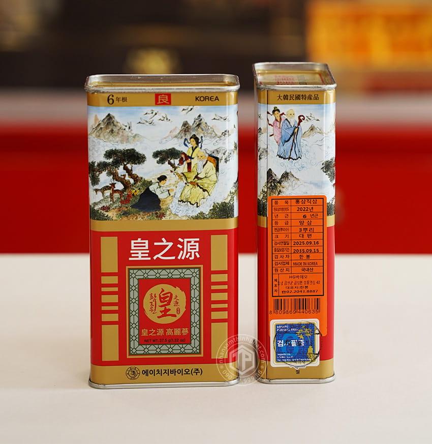Hồng sâm củ khô hộp thiếc HG Bio 37.5g Chính hãng Hàn Quốc