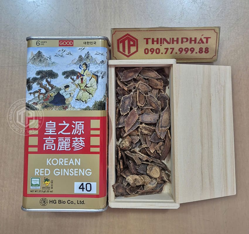 Hồng sâm củ khô hộp thiếc HG Bio 37.5g chính hãng Hàn Quốc