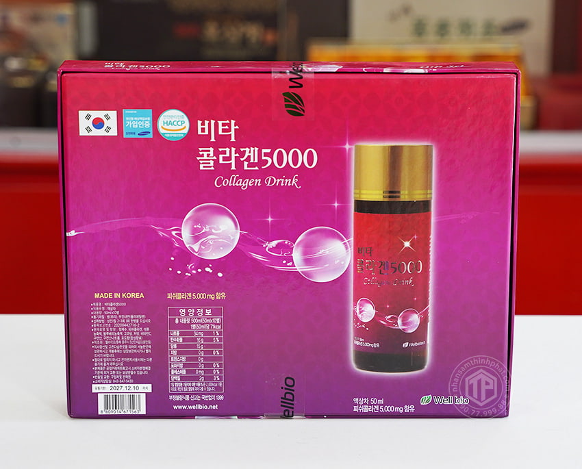 Nước Uống Collagen Drink 5000 Well Bio Hàn Quốc hộp 10 chai x 50ml