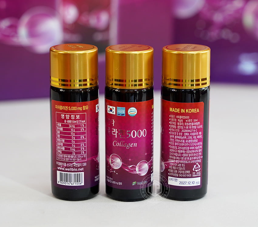 Nước Uống Collagen Drink 5000 Well Bio Hàn Quốc hộp 10 chai x 50ml
