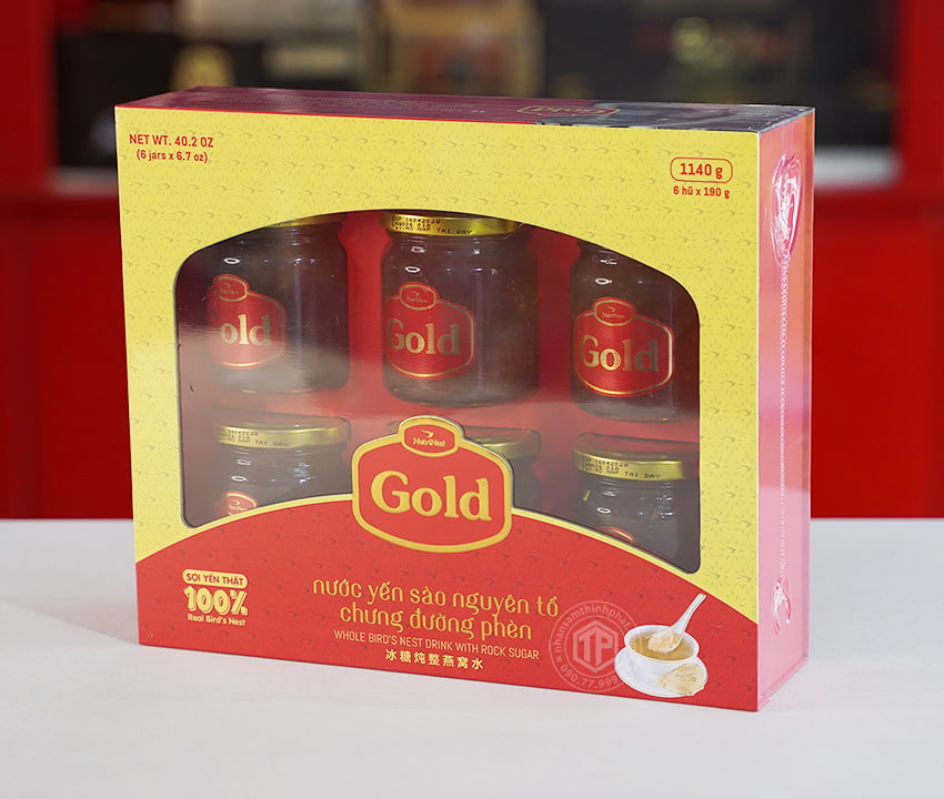 Tổ yến chưng đường phèn 100% tổ yến hộp 6 hũ - 190g/ hũ - Gold Bird